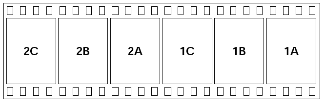 layout of frames as done by Image Tech. for their 4 sprocket/perf. cameras
